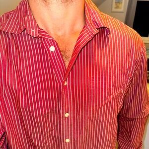GAP red white stripe button down